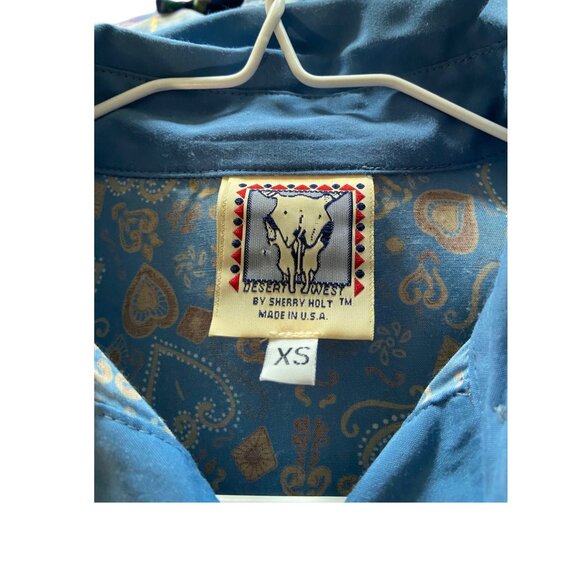 Desert West Button Down Western Shirt Blue Size XS Vintage Retro Festival Rodeo - Picture 3 of 13